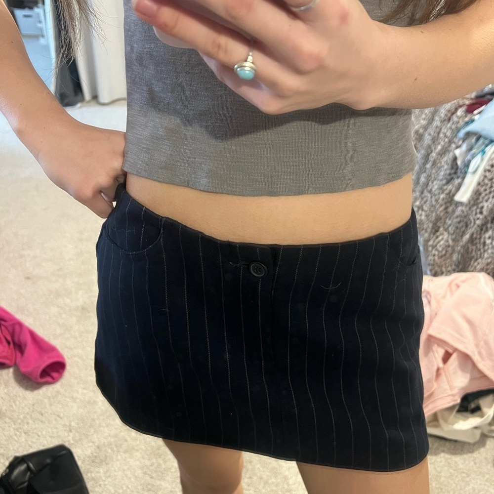 Brandy Melville Black Pinstripe Mini Skirt